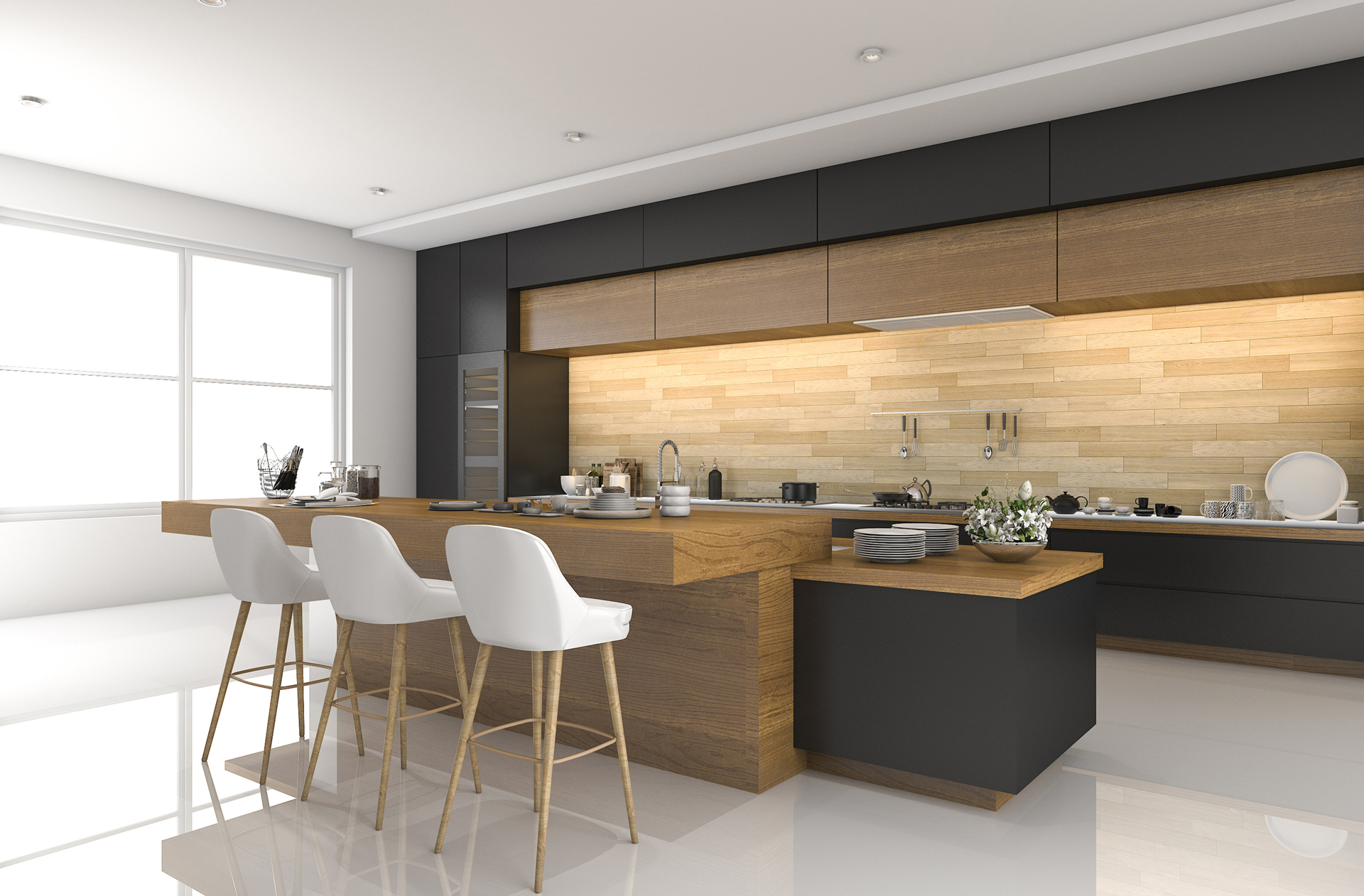 Modern Wooden Kitchen Interior — Kitchen design in Paget, QLD